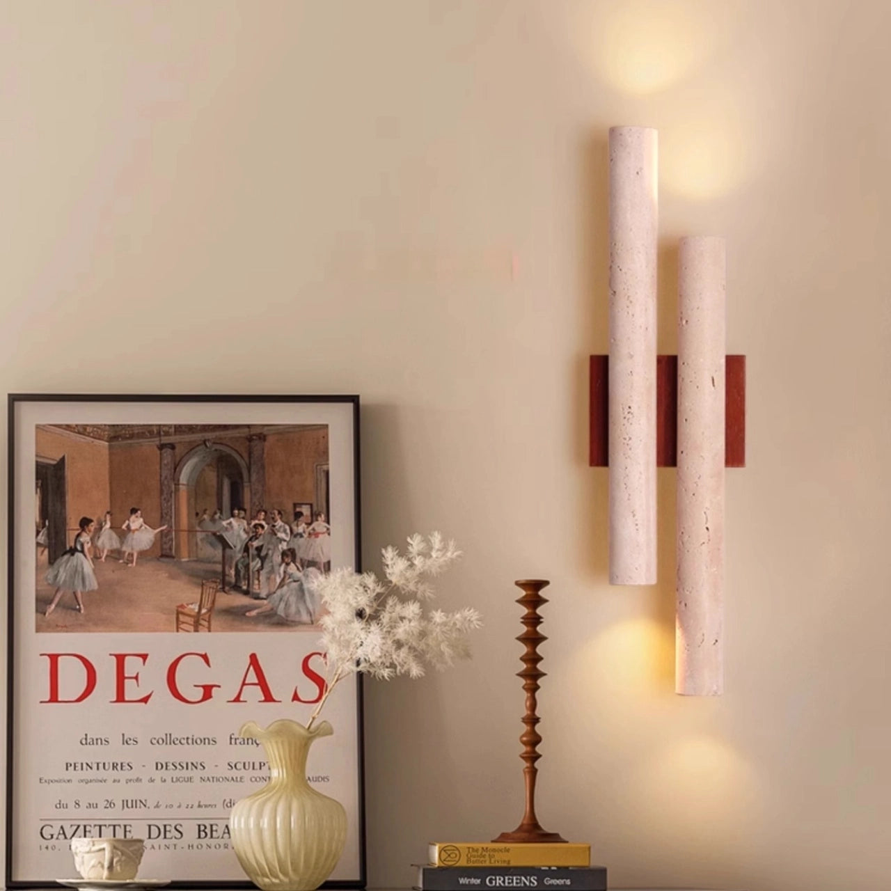 Natural Travertine Wall Light Vintage Cylindrical Sconce