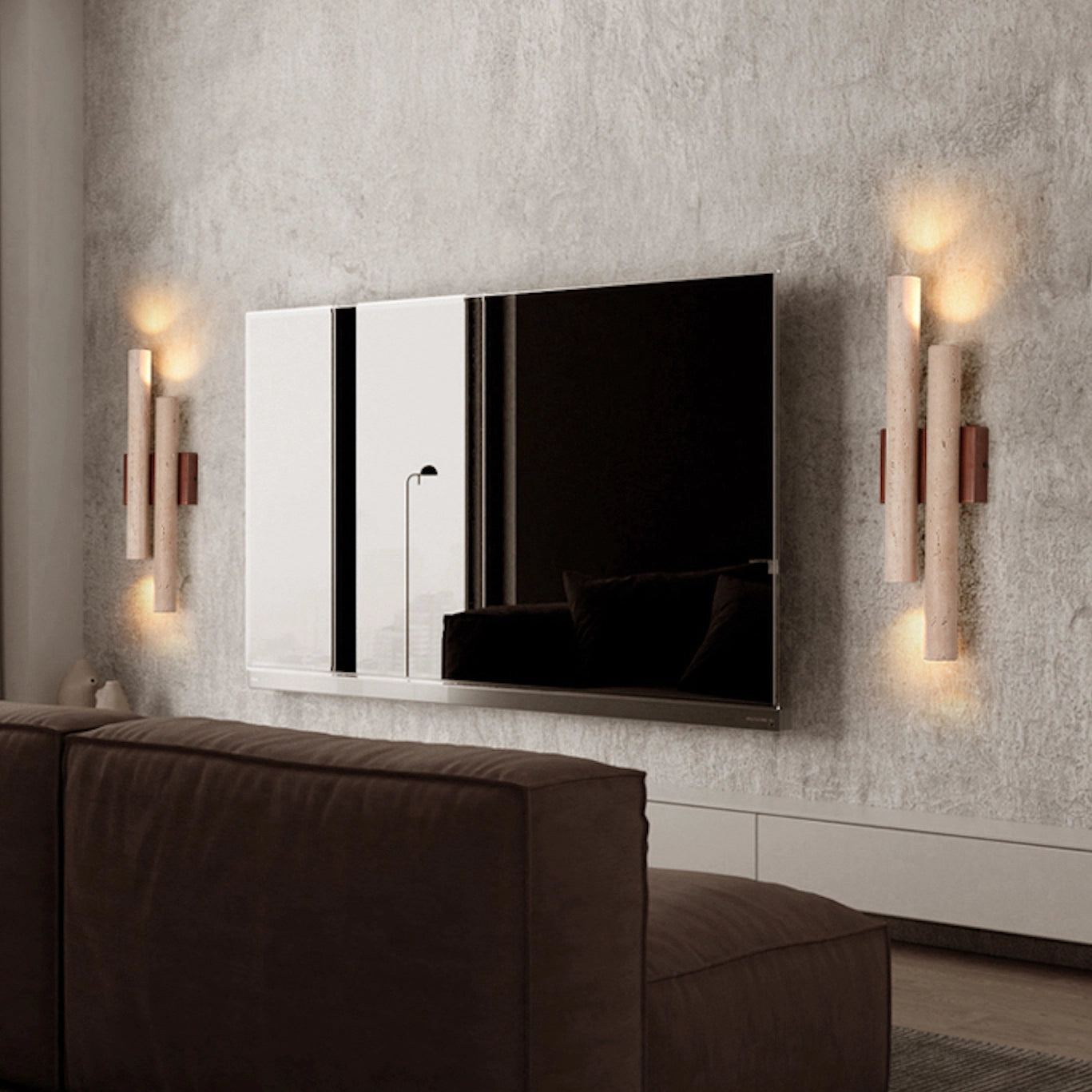 Natural Travertine Wall Light Vintage Cylindrical Sconce