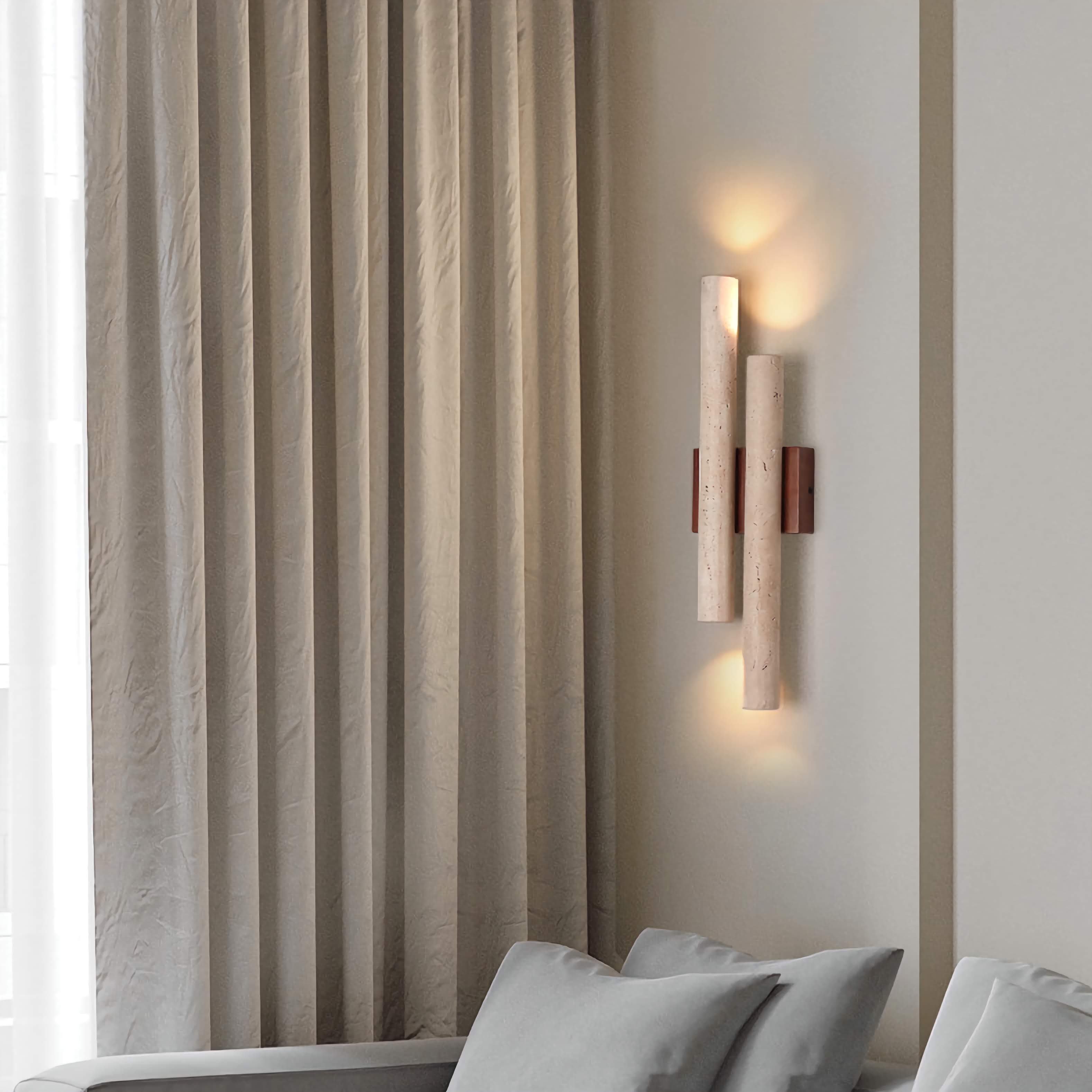 Natural Travertine Wall Light Vintage Cylindrical Sconce