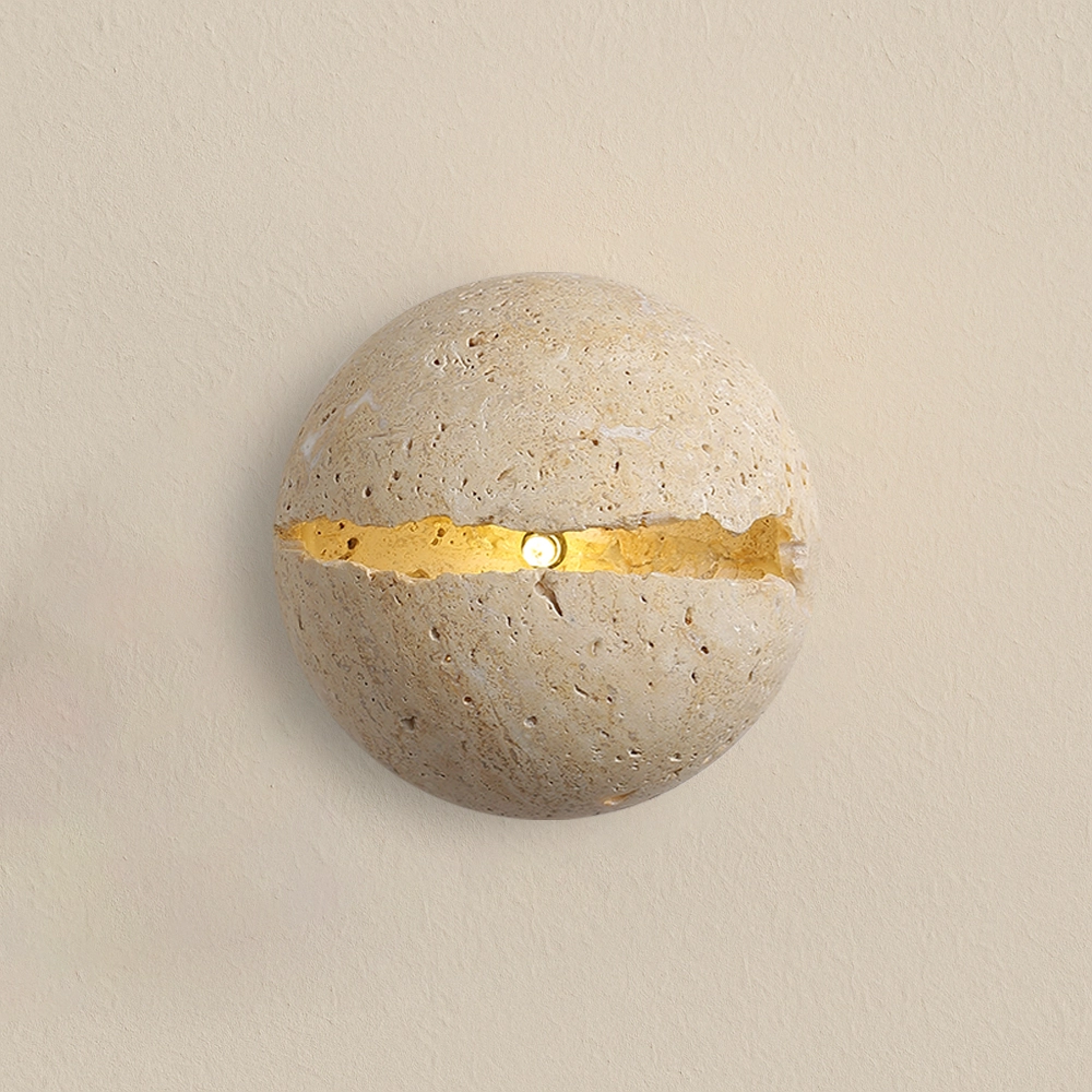 Round Travertine Wall Mounted Light for Bedroom Living Room