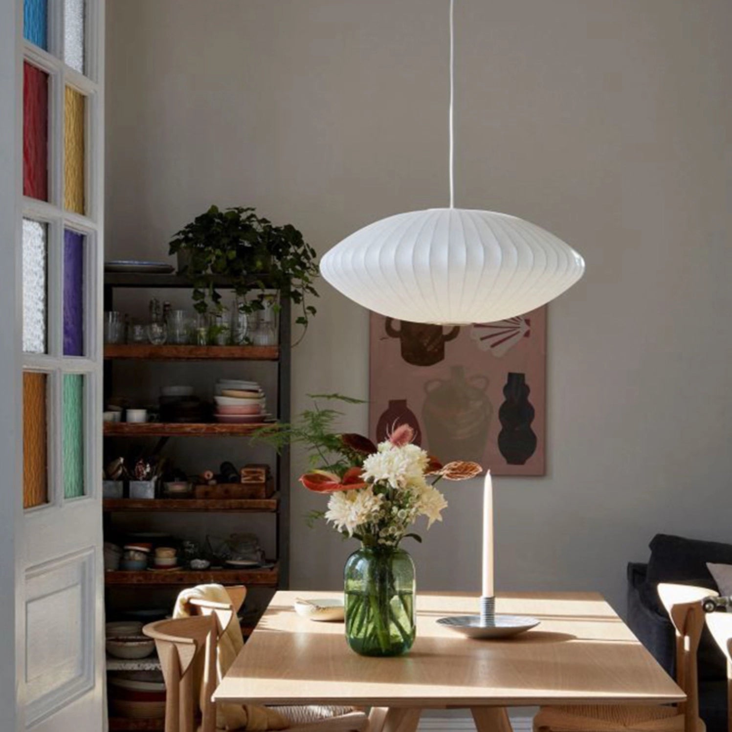 Simple Disc-Shaped Pendant Lamp Classic White Light