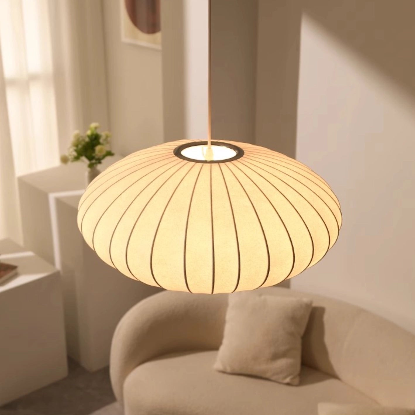 Simple Disc-Shaped Pendant Lamp Classic White Light
