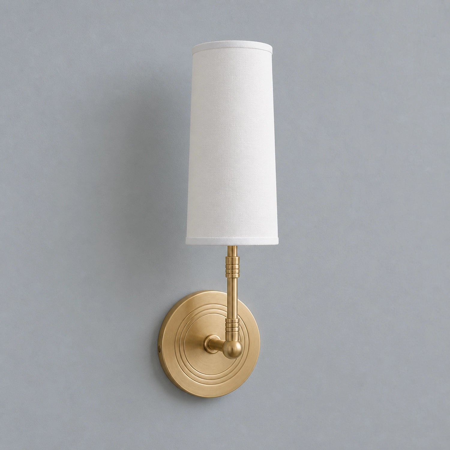Solid Brass Wall Light Designer Fabric Shade Sconce