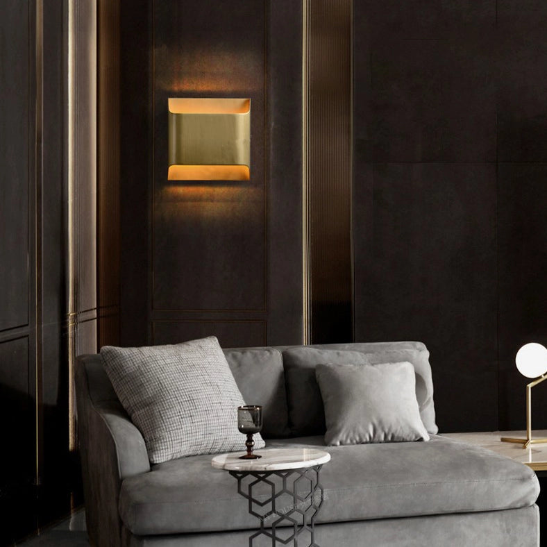 Square Brass Wall Sconce Simple Gold Wall Light