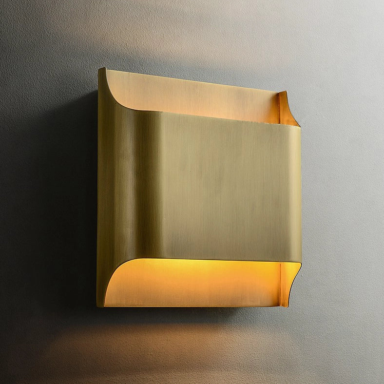 Square Brass Wall Sconce Simple Gold Wall Light
