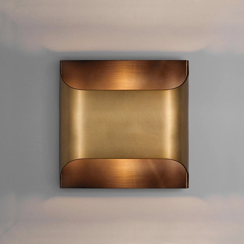 Square Brass Wall Sconce Simple Gold Wall Light