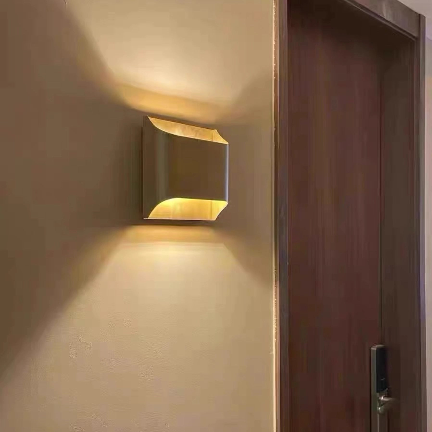 Square Brass Wall Sconce Simple Gold Wall Light