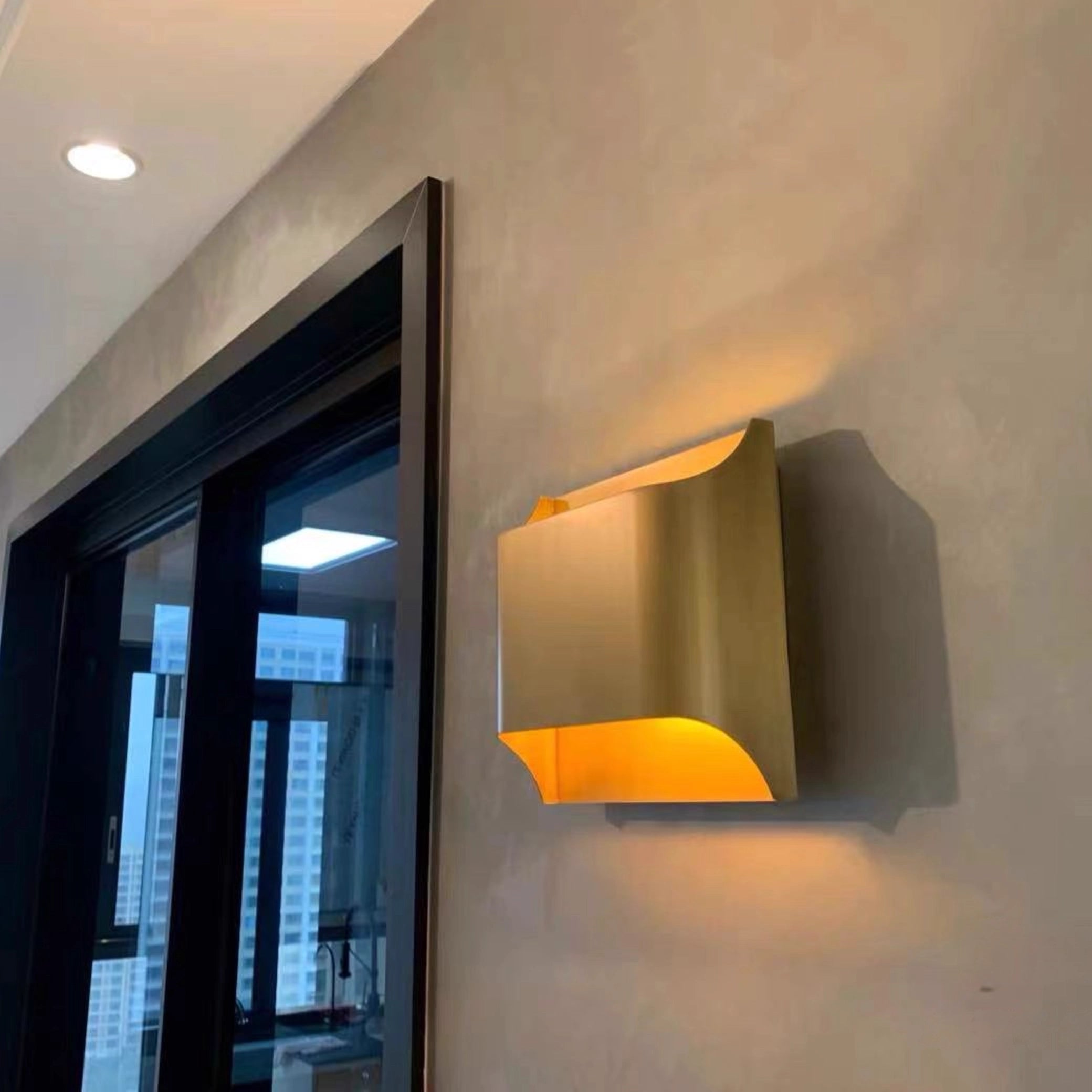 Square Brass Wall Sconce Simple Gold Wall Light