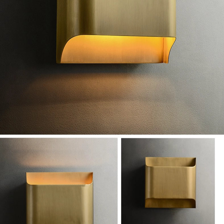 Square Brass Wall Sconce Simple Gold Wall Light