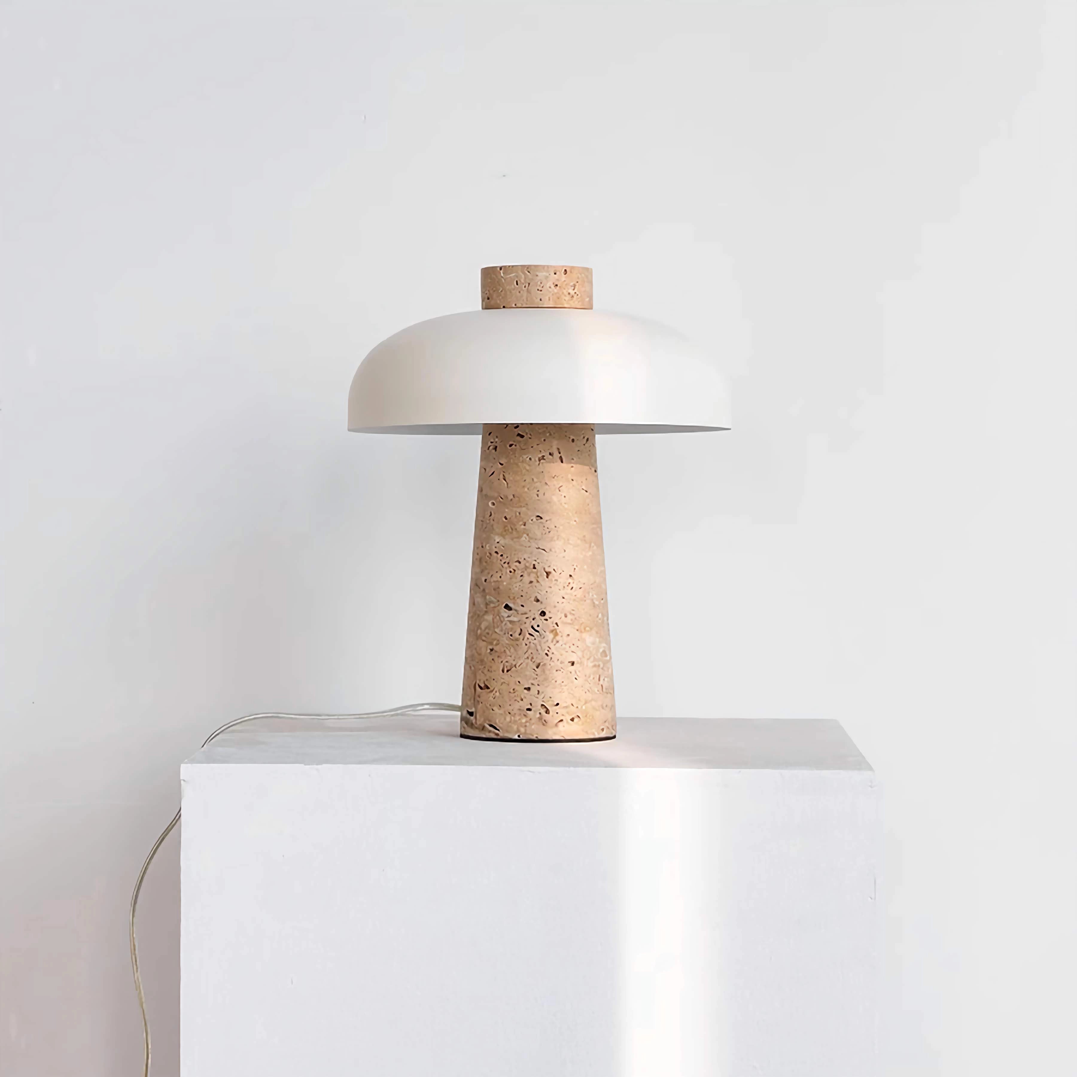 Stunning Travertine Mushroom Table Lamp Funky LED Light