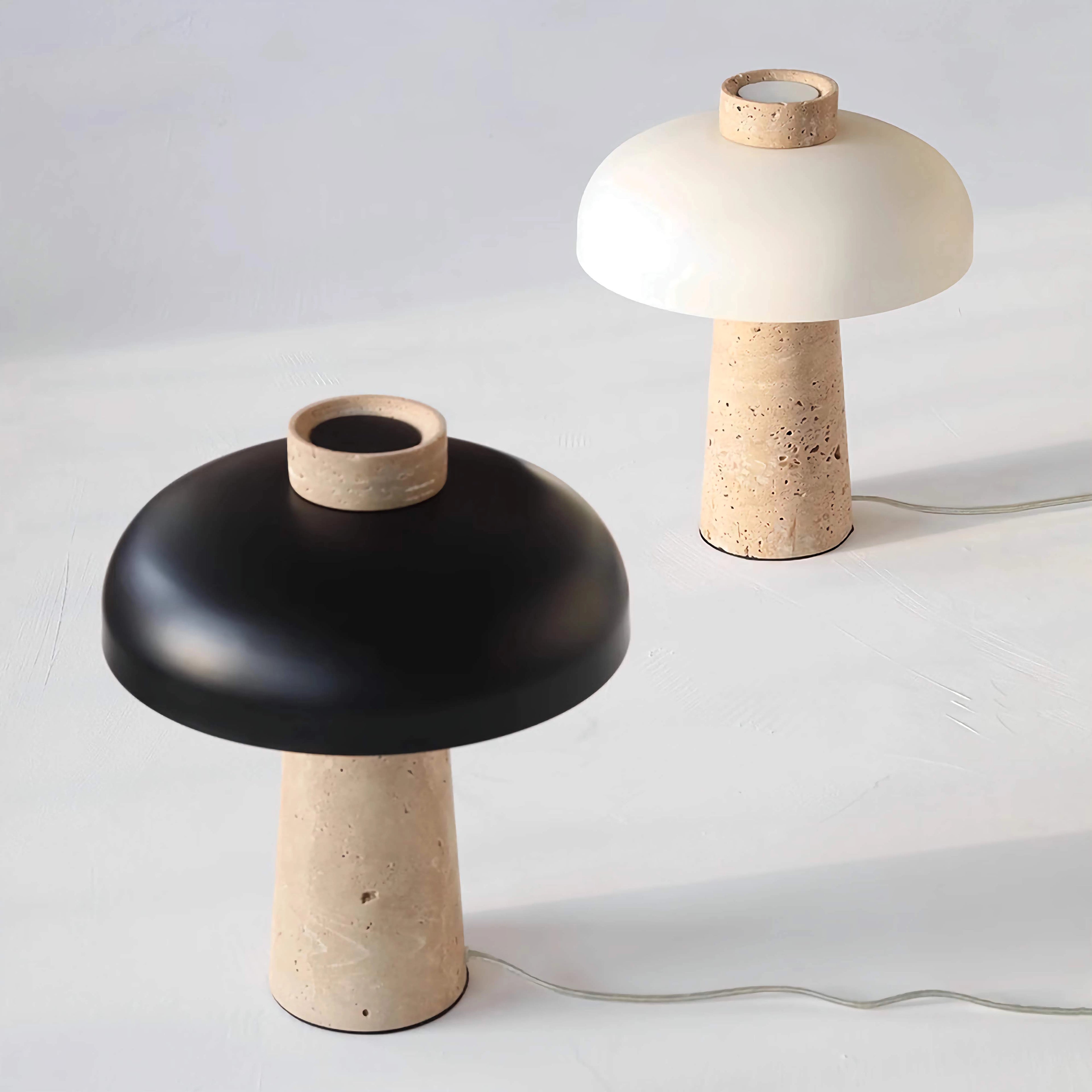 Stunning Travertine Mushroom Table Lamp Funky LED Light