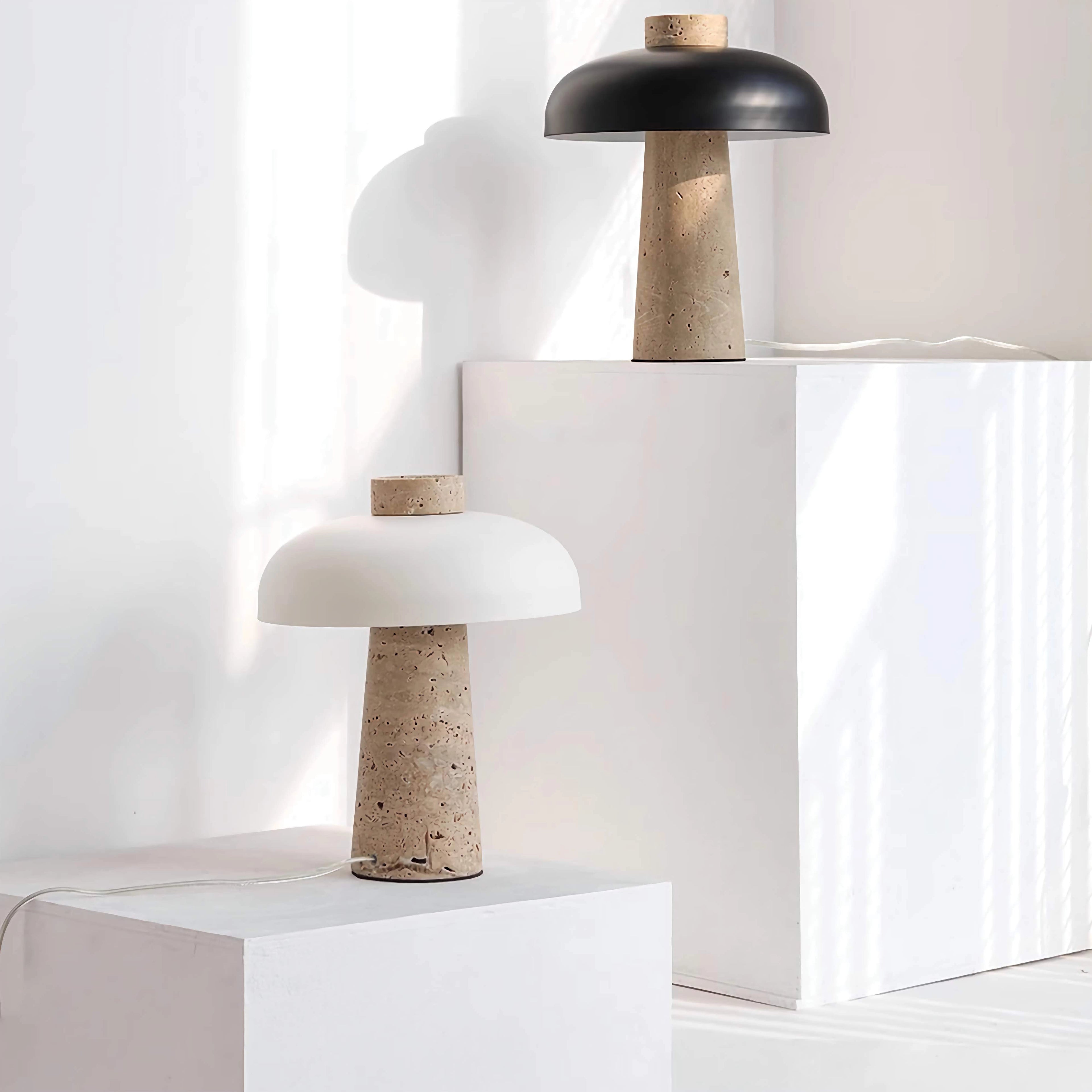 Stunning Travertine Mushroom Table Lamp Funky LED Light