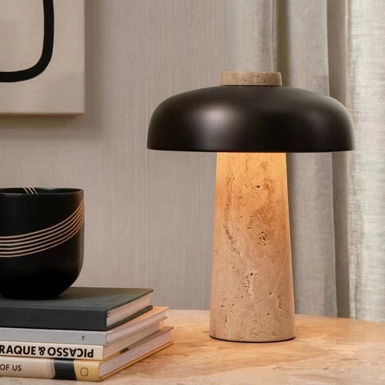 Stunning Travertine Mushroom Table Lamp Funky LED Light