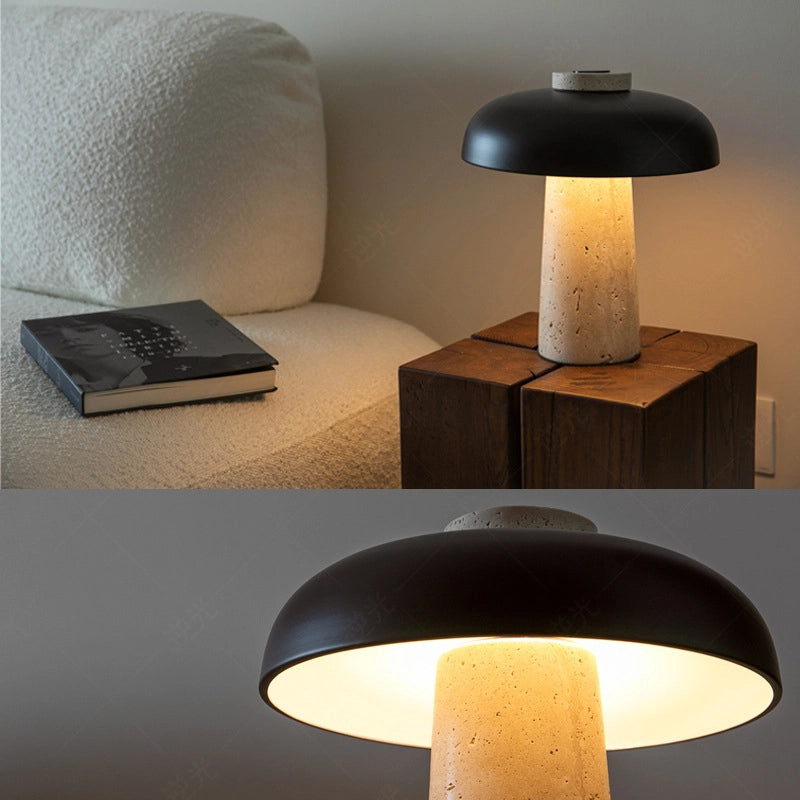 Stunning Travertine Mushroom Table Lamp Funky LED Light