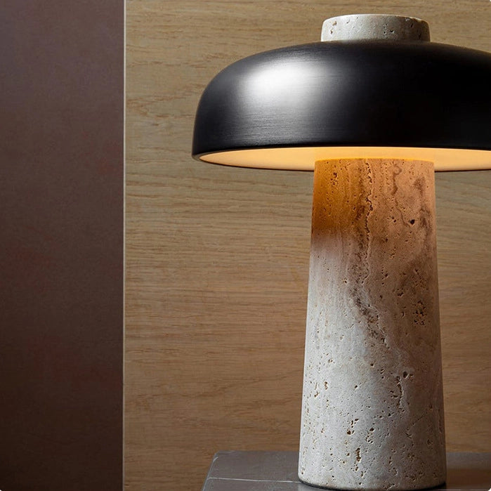 Stunning Travertine Mushroom Table Lamp Funky LED Light