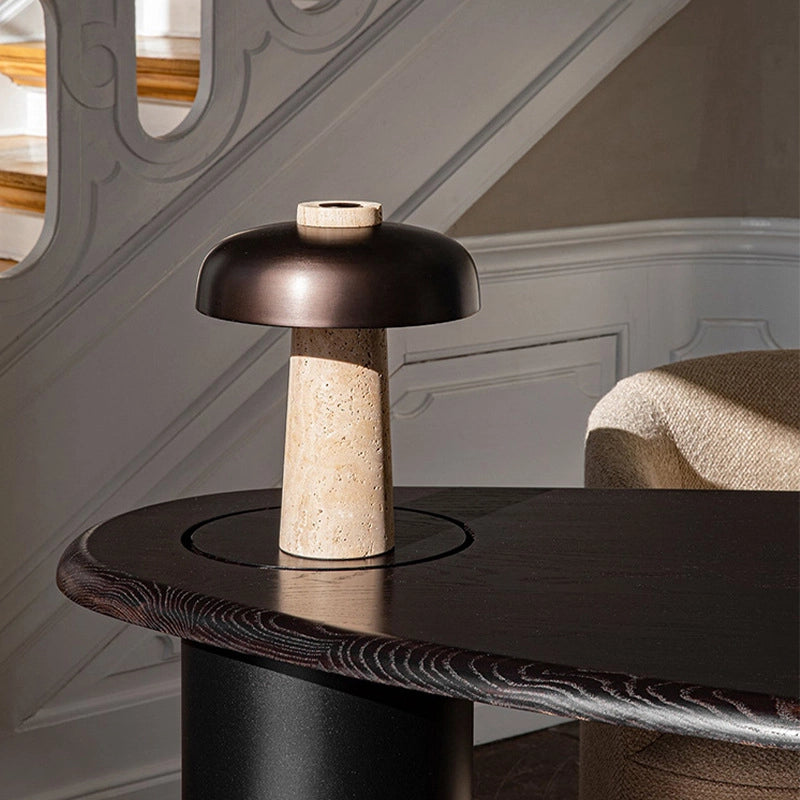 Stunning Travertine Mushroom Table Lamp Funky LED Light