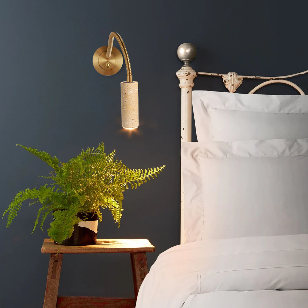 Travertine Flexible Wall Mounted Reading Light for Bedroom