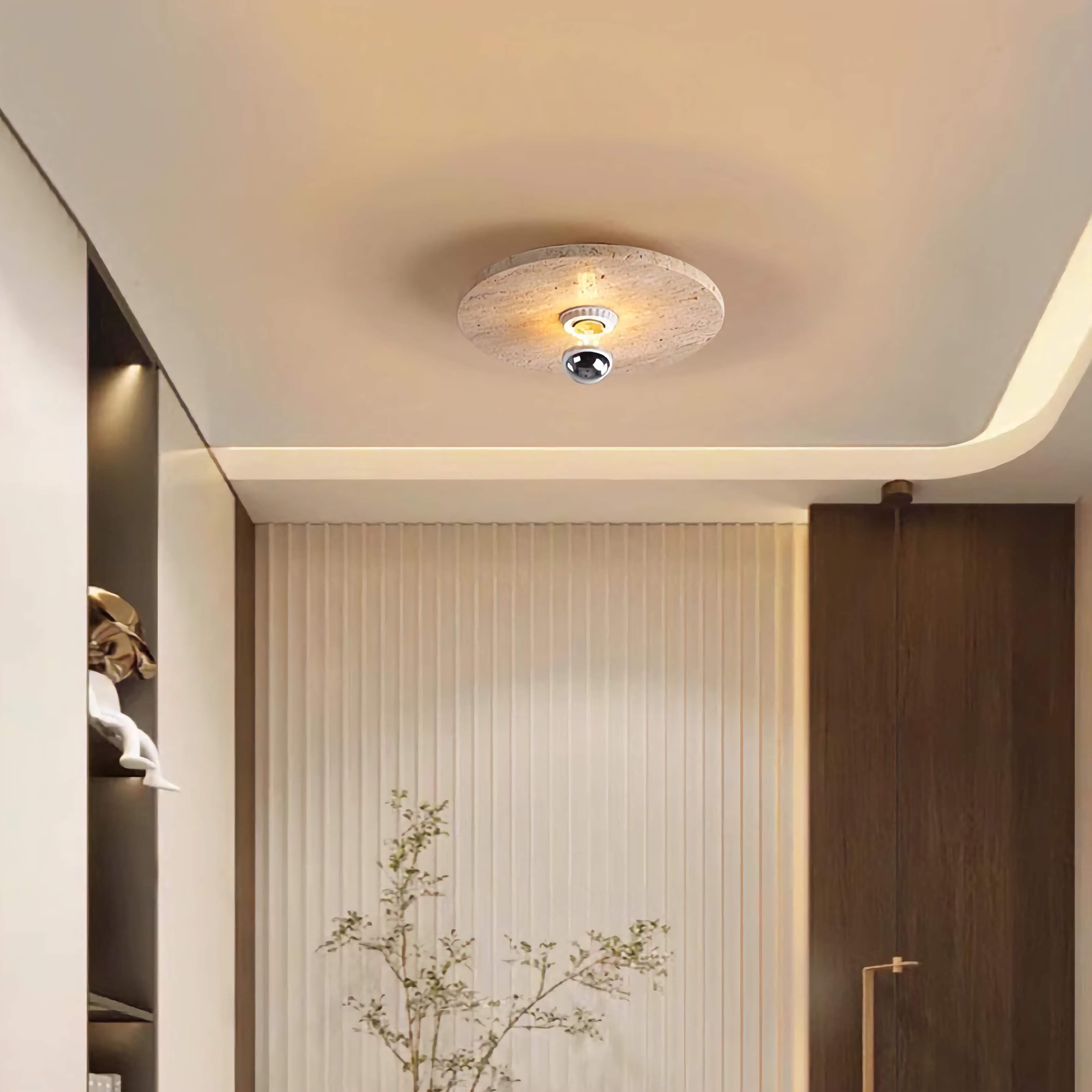 Travertine Flush Mount Light Round LED Ceiling Light