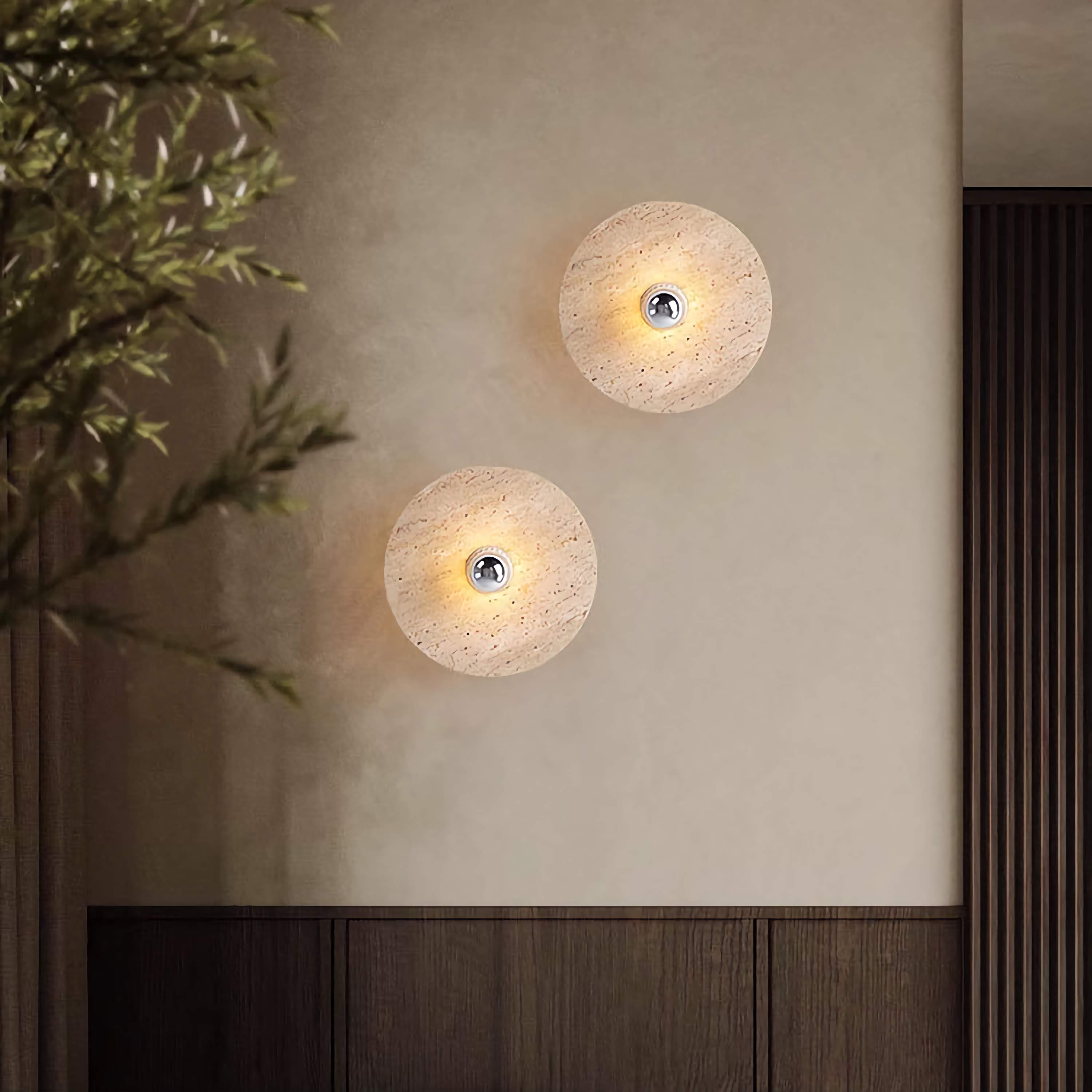 Travertine Flush Mount Light Round LED Ceiling Light