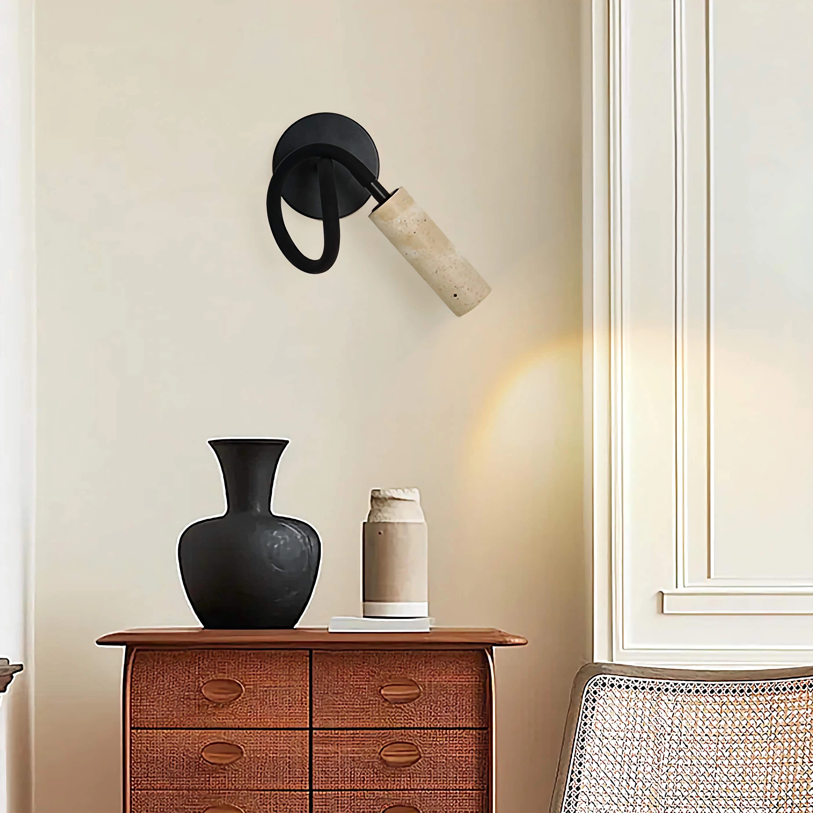 Travertine Wall Mounted Reading Lamp Flexible Bedside Light