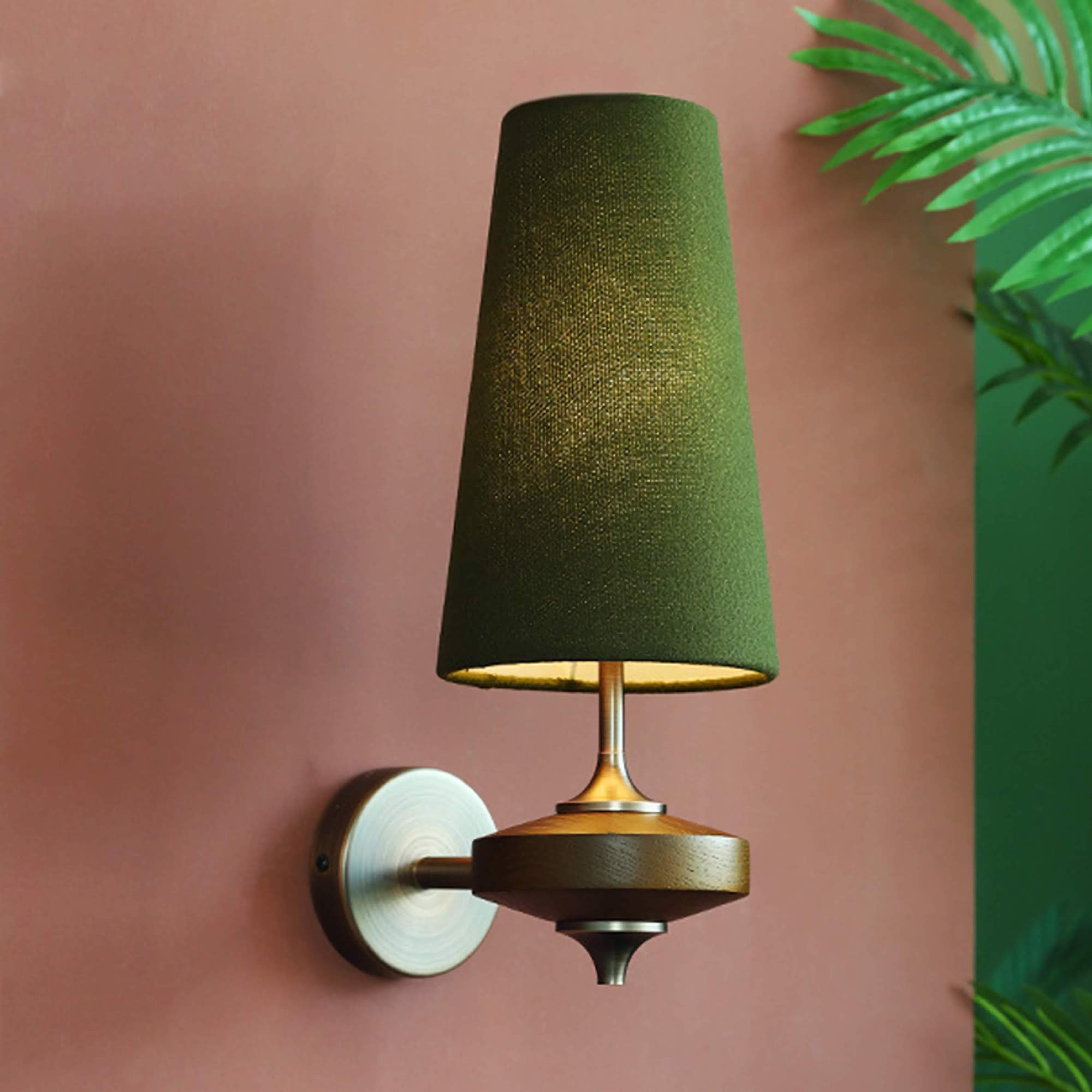 Vintage Fabric Wall Mounted Light Classic Wood Wall Lamp