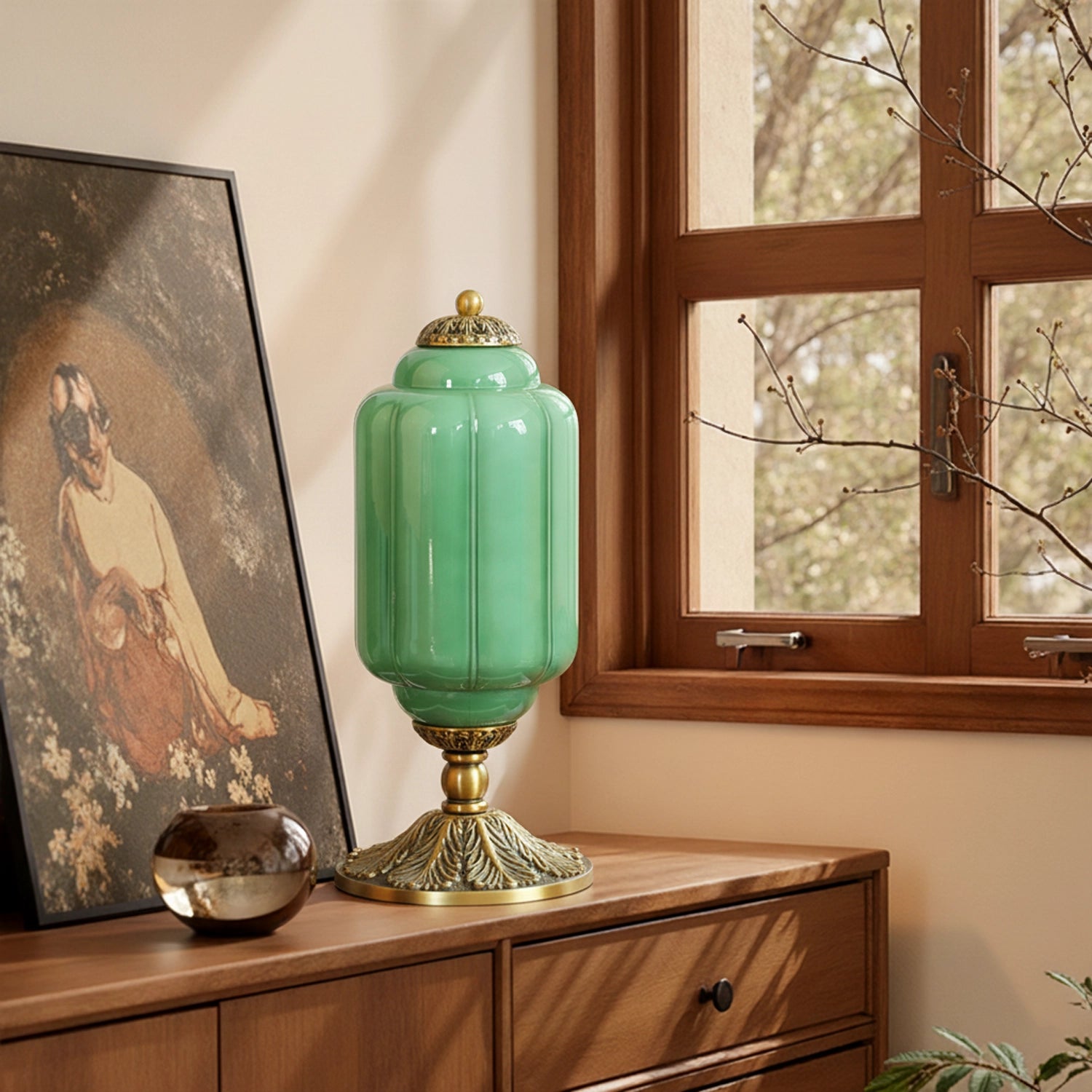 Vintage Eloise Glass Table Lamp Antique Accent Table Lamp