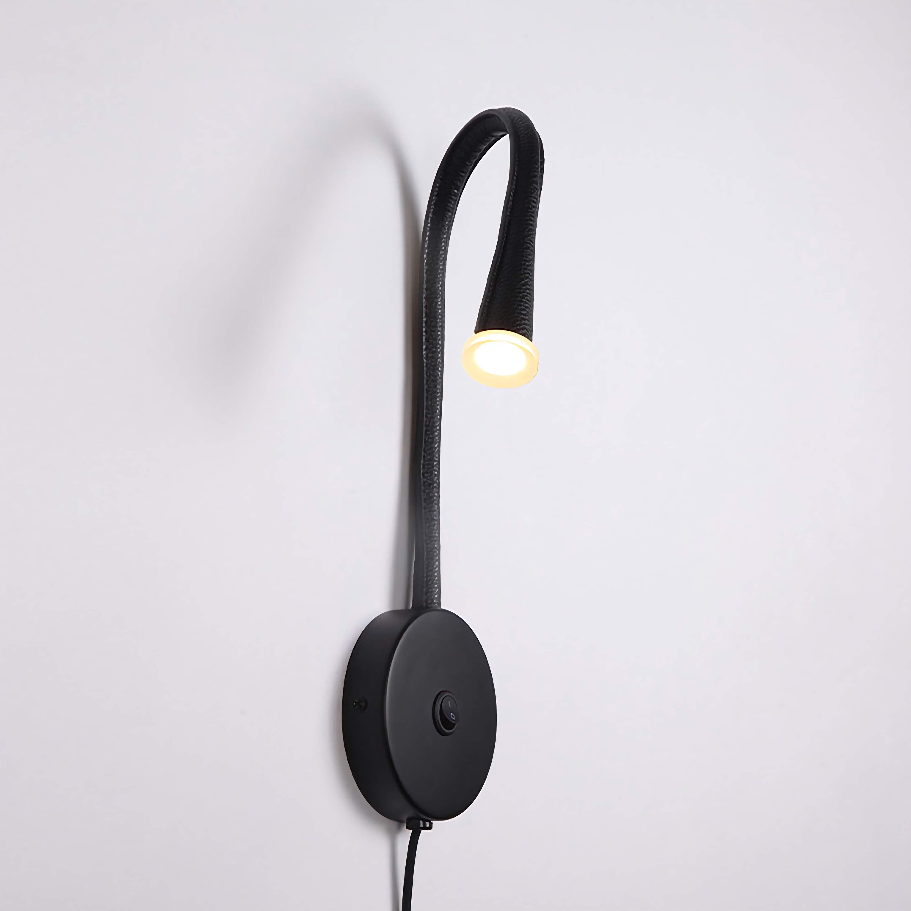 Wall-Mounted Leather Reading Light Flexible Lamp for Bedroom