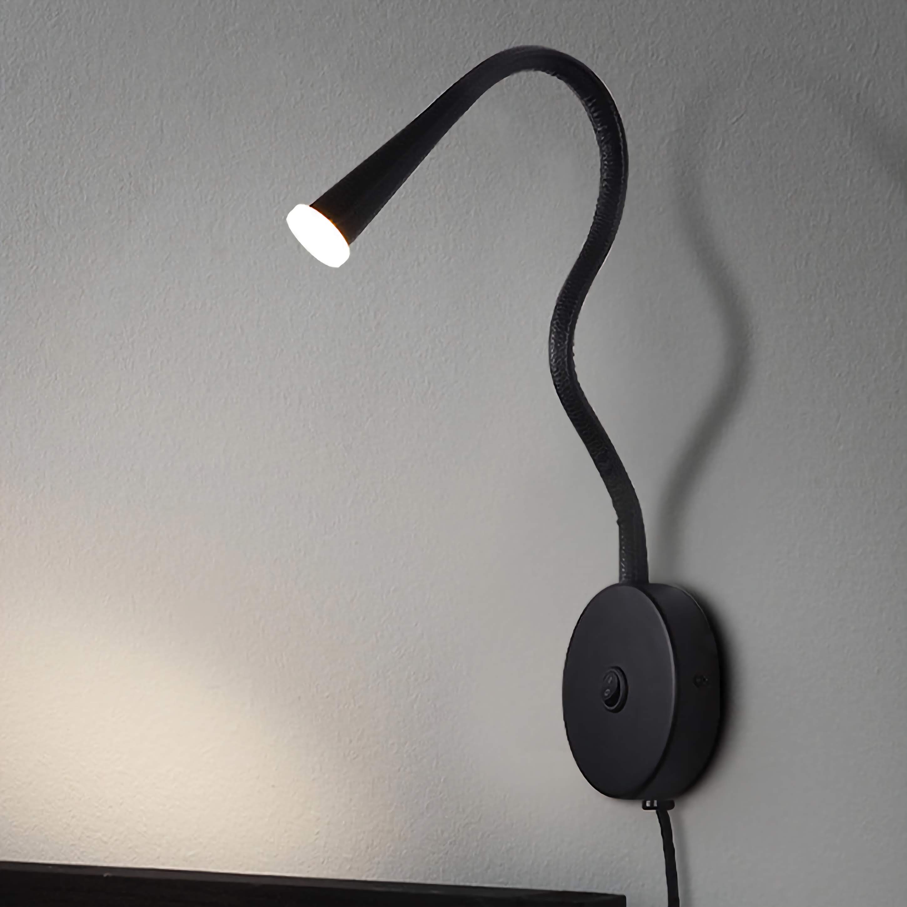 Wall-Mounted Leather Reading Light Flexible Lamp for Bedroom