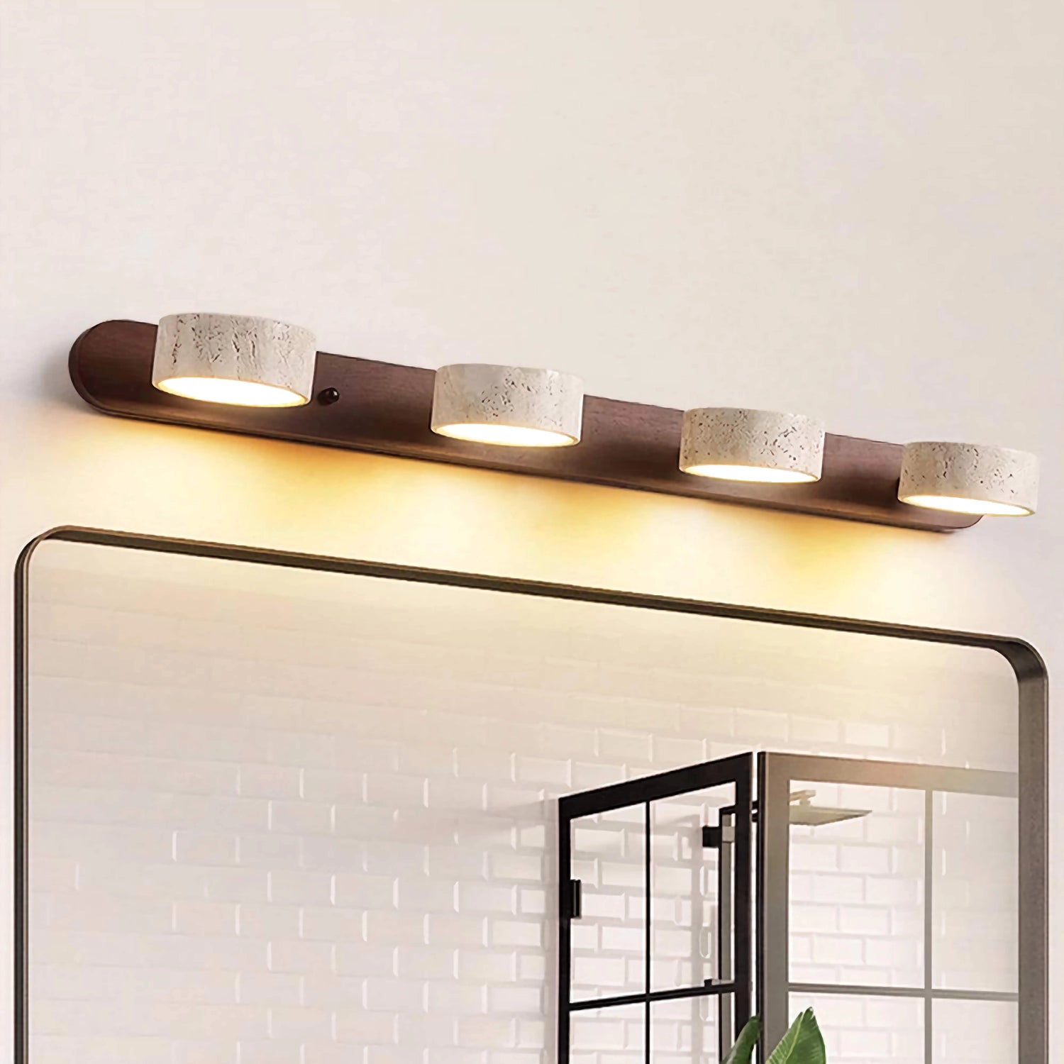 Adjustable Travertine Vanity Light Bathroom Wood Wall Sconce