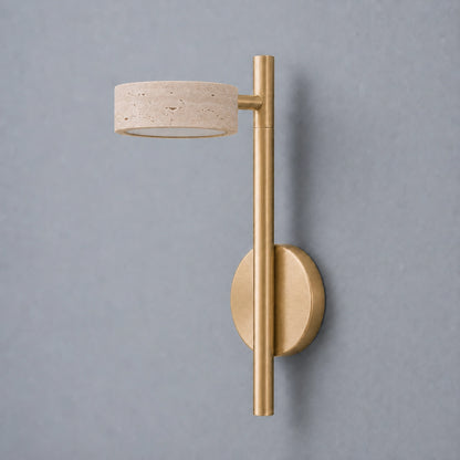 Adjustable Travertine Wall Sconce with Gold Swivel Arm