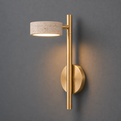 Adjustable Travertine Wall Sconce with Gold Swivel Arm