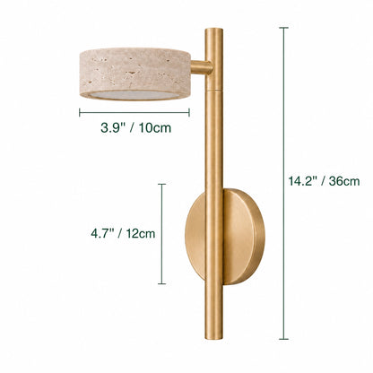 Adjustable Travertine Wall Sconce with Gold Swivel Arm