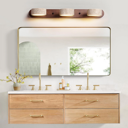 Adjustable Travertine Vanity Light Bathroom Wood Wall Sconce