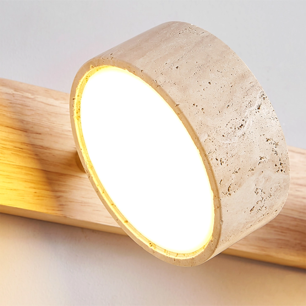 Adjustable Travertine Vanity Light Bathroom Wood Wall Sconce