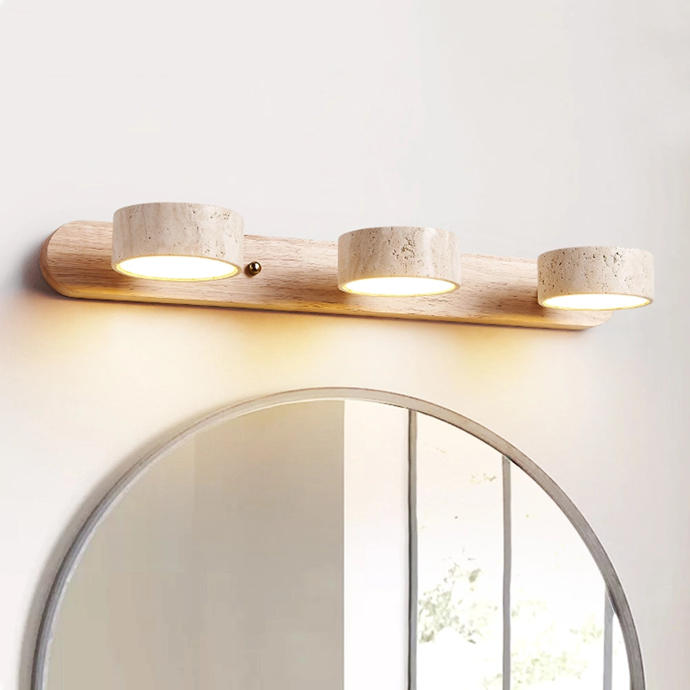 Adjustable Travertine Vanity Light Bathroom Wood Wall Sconce