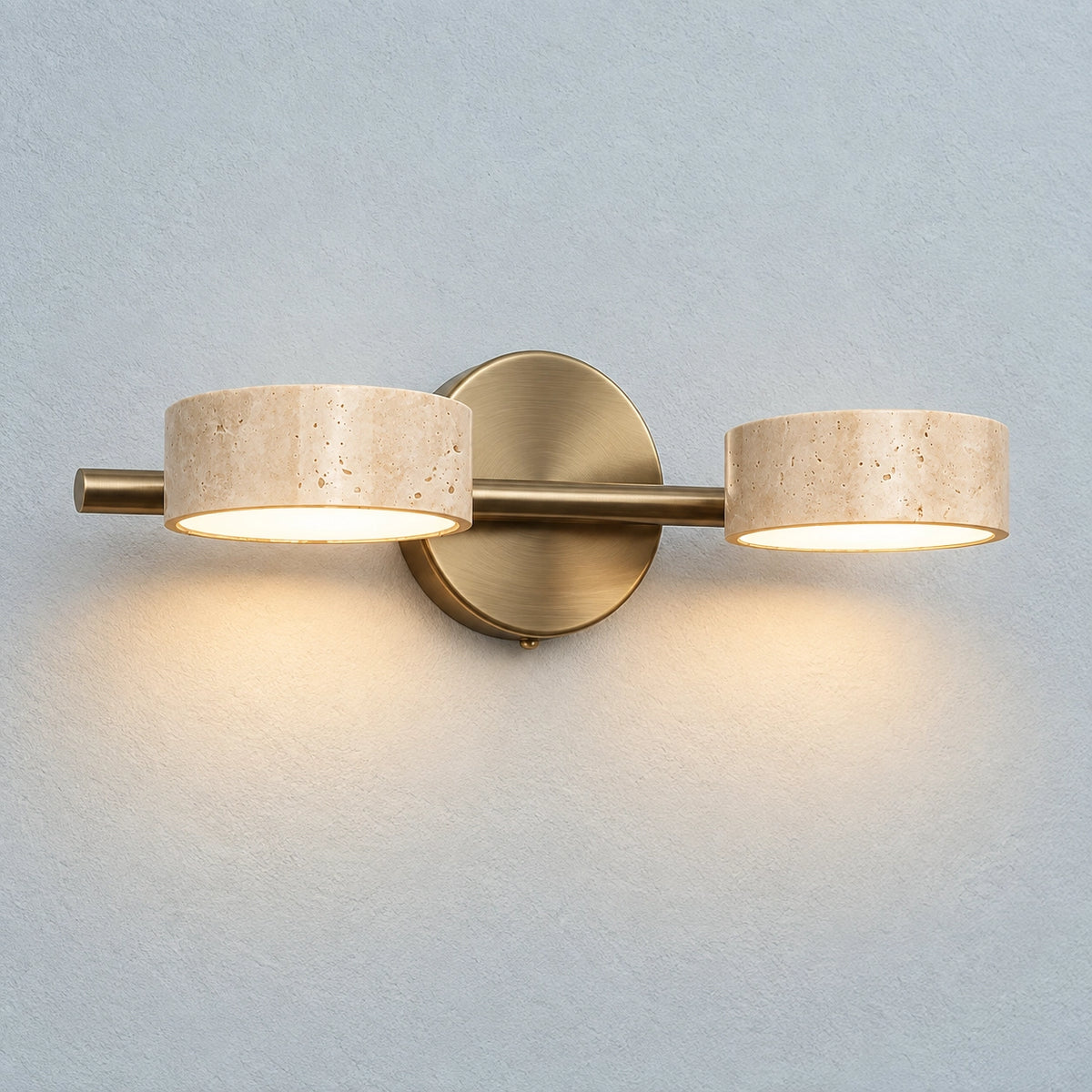 Antique Brass Travertine Vanity Wall Light Adjustable Bathroom Sconce