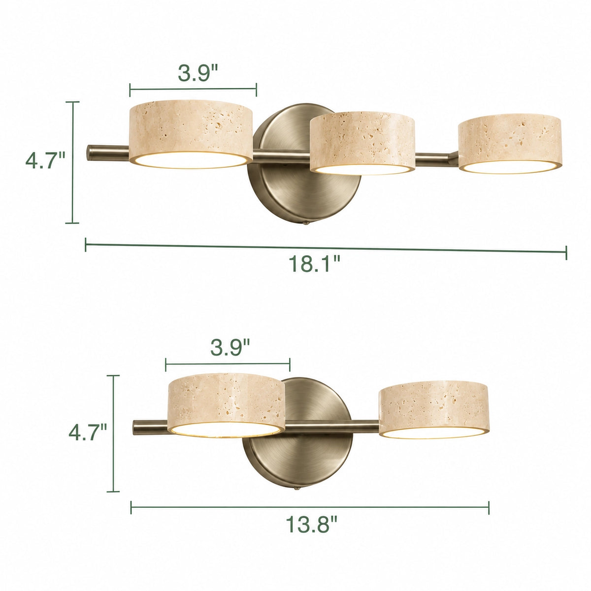 Antique Brass Travertine Vanity Wall Light Adjustable Bathroom Sconce