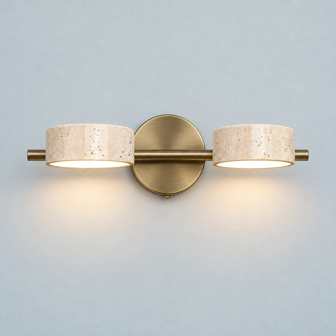 Antique Brass Travertine Vanity Wall Light Adjustable Bathroom Sconce