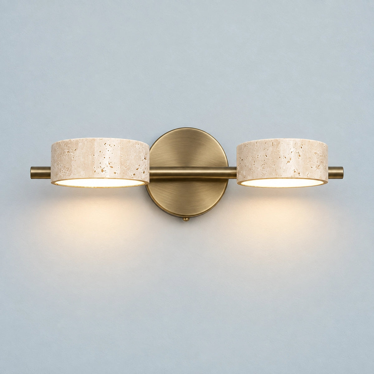 Antique Brass Travertine Vanity Wall Light Adjustable Bathroom Sconce