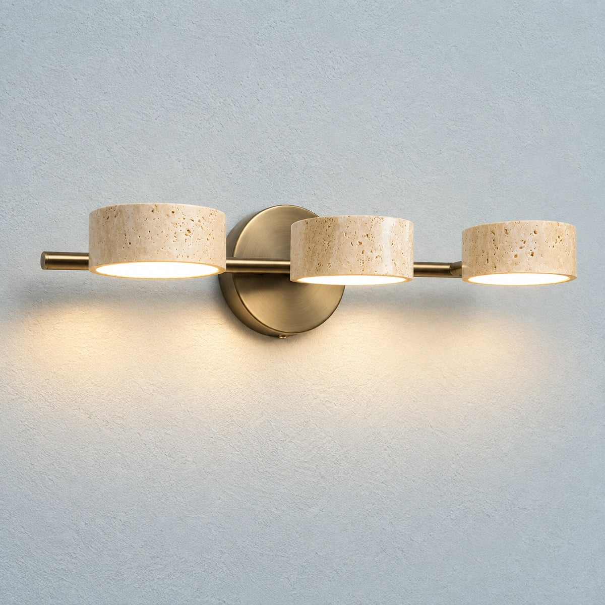 Antique Brass Travertine Vanity Wall Light Adjustable Bathroom Sconce