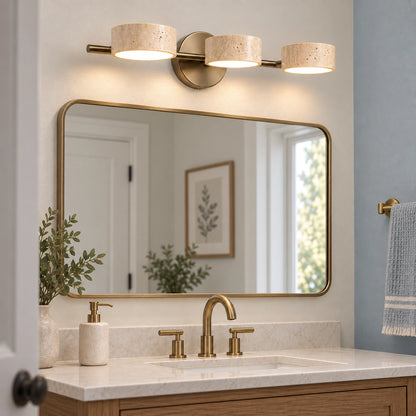 Antique Brass Travertine Vanity Wall Light Adjustable Bathroom Sconce