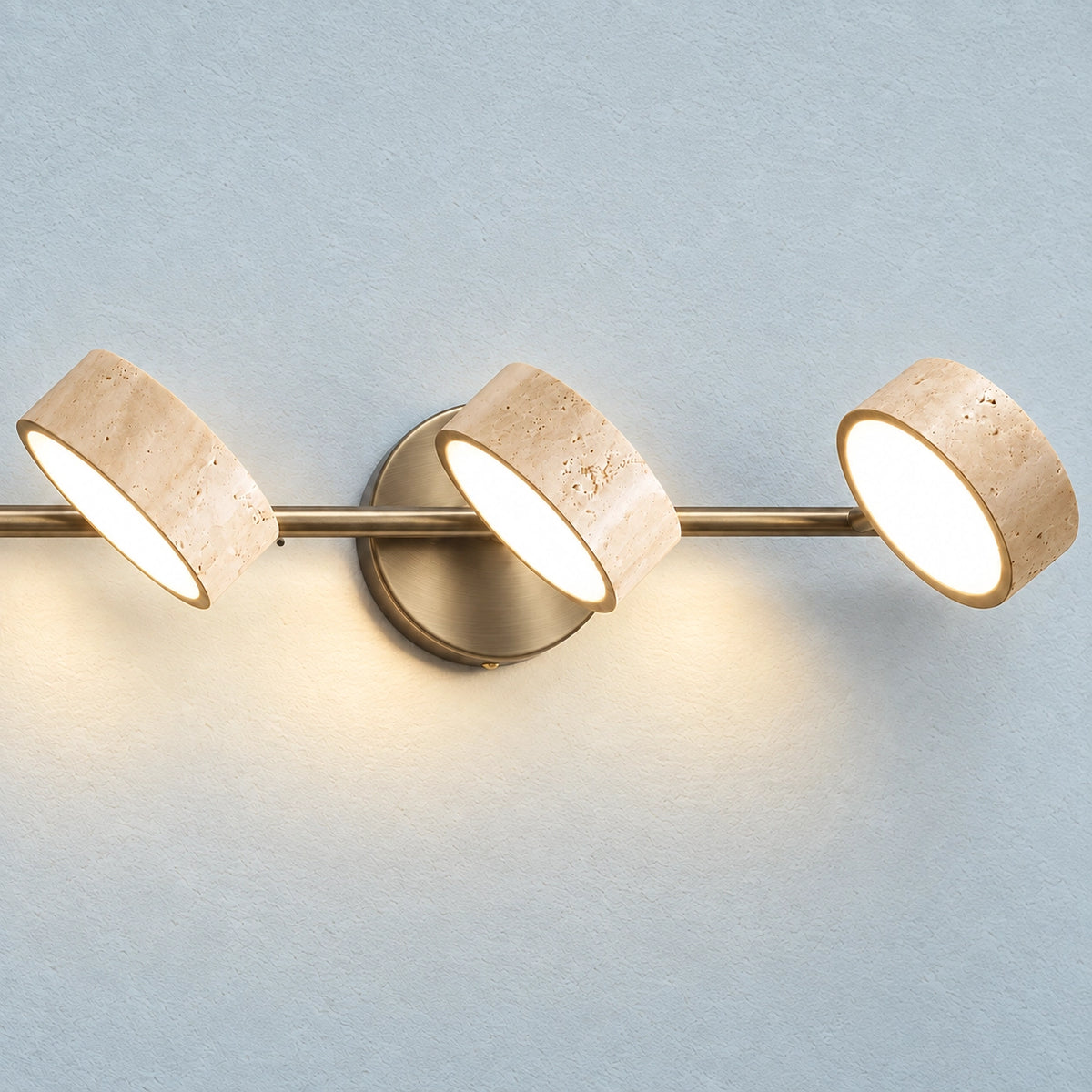 Antique Brass Travertine Vanity Wall Light Adjustable Bathroom Sconce
