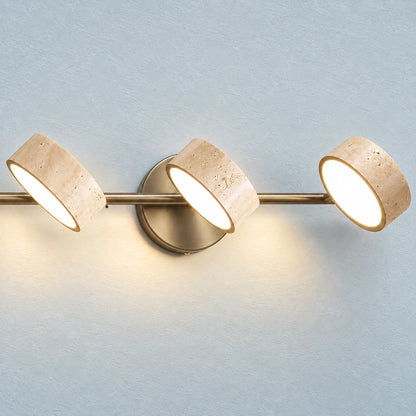 Antique Brass Travertine Vanity Wall Light Adjustable Bathroom Sconce