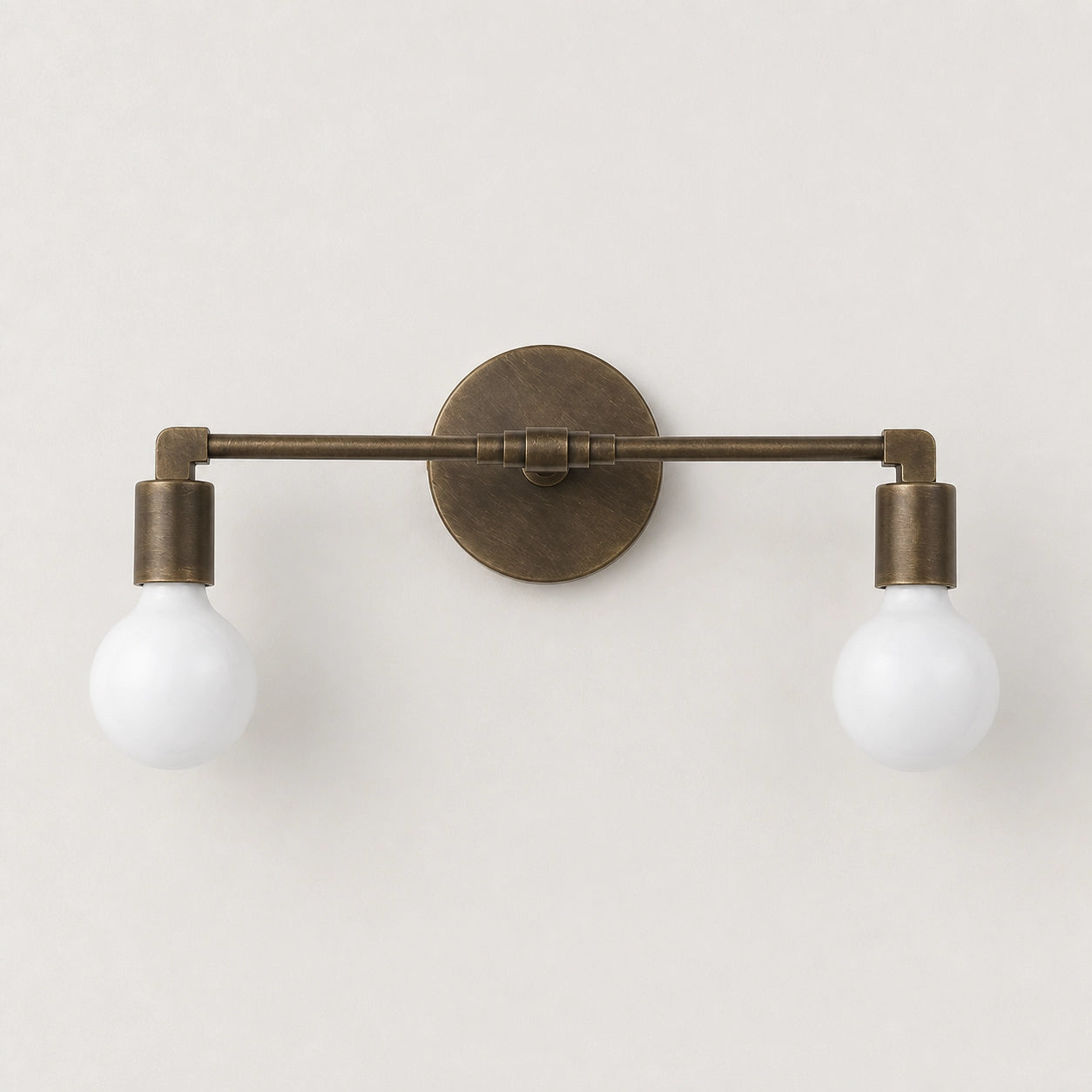 Antique Brass 2-Light Vanity Light Industrial Bathroom Wall Sconce