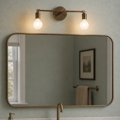 Antique Brass 2-Light Vanity Light Industrial Bathroom Wall Sconce