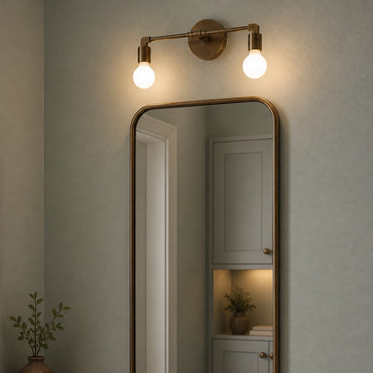 Antique Brass 2-Light Vanity Light Industrial Bathroom Wall Sconce