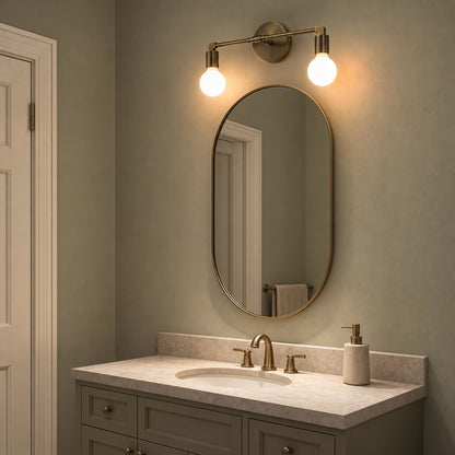 Antique Brass 2-Light Vanity Light Industrial Bathroom Wall Sconce
