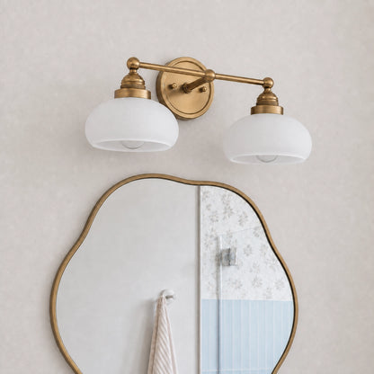 Antique Brass Vanity Light Mid Century Modern Bathroom Glass Sconce