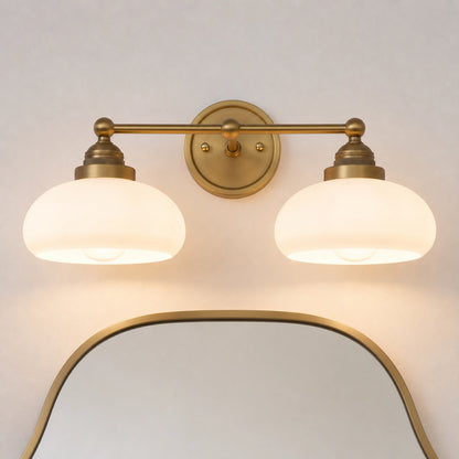 Antique Brass Vanity Light Mid Century Modern Bathroom Glass Sconce