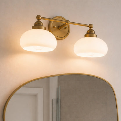 Antique Brass Vanity Light Mid Century Modern Bathroom Glass Sconce